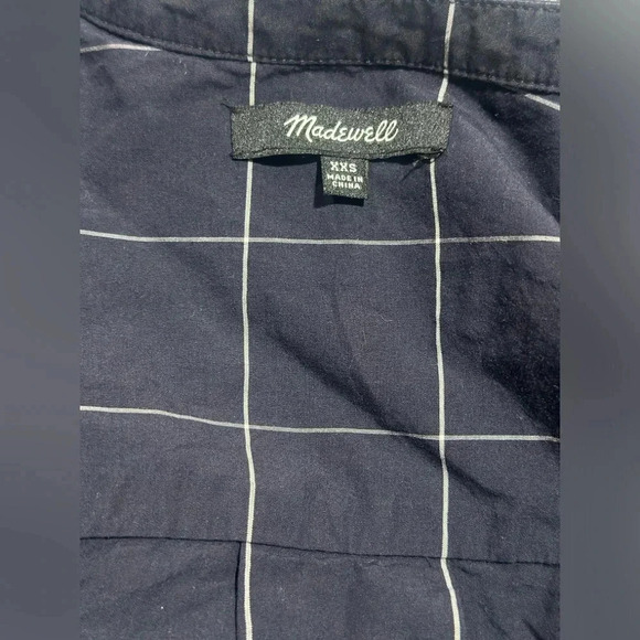 Madewell Bell-Sleeved Buttondown Shirt in Windowpane Navy Women’s XXS - Picture 4 of 8